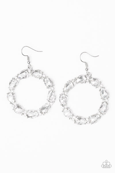 Ring Around The Rhinestone - White Earrings