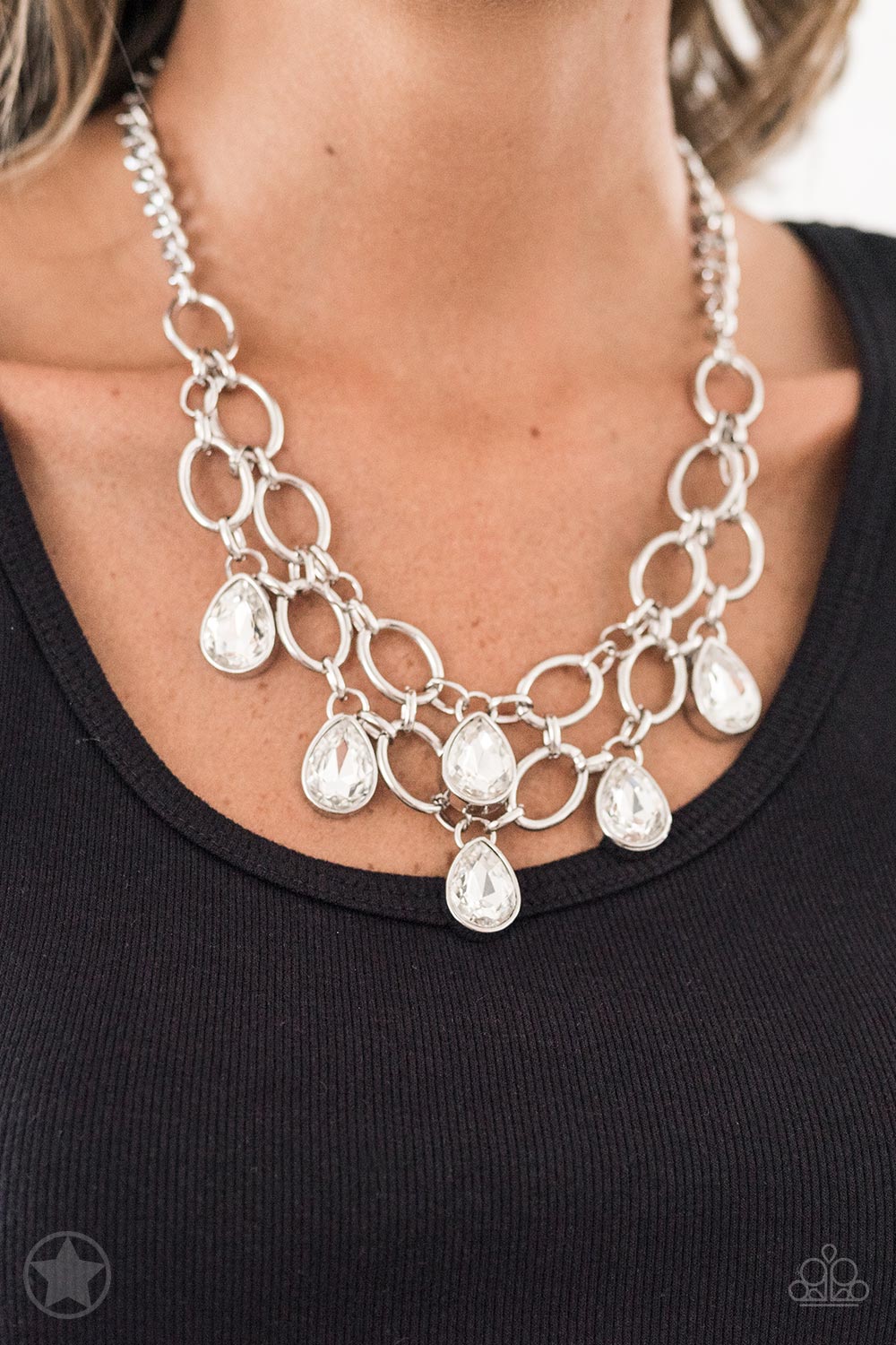 Show Stopping Shimmer - White Necklace