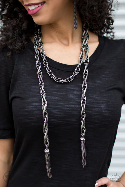 SCARF'ed For Attention - Gunmetal Necklace