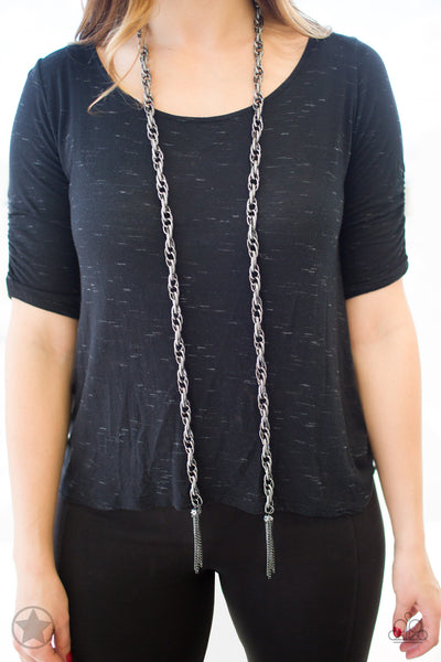 SCARF'ed For Attention - Gunmetal Necklace