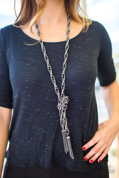 SCARF'ed For Attention - Gunmetal Necklace