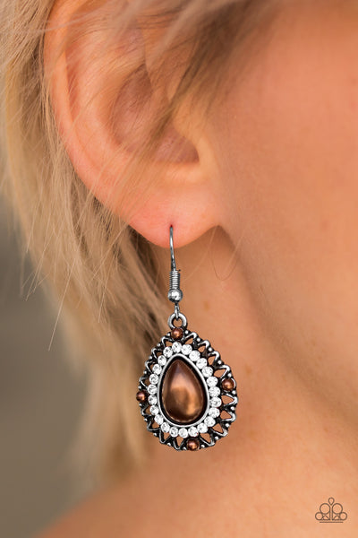 Red Carpet Sparkle - Brown Earrings