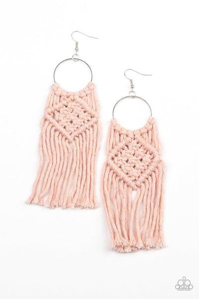 Macrame Rainbow - Pink Earrings