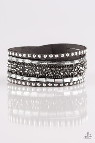 Rhinestone Rocker - Silver Wrap Urban Bracelet