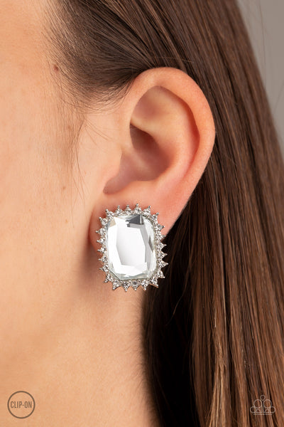 Insta Famous - White Clip-On Earrings