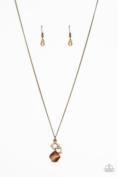 Stylishly Square - Brass Necklace