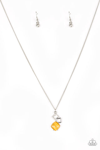 Stylishly Square - Yellow Necklace