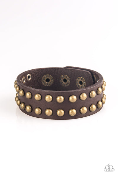 Biker Bold - Brown Wrap Urban Bracelet