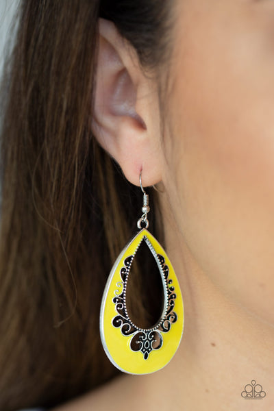 Compliments To The CHIC - Yellow Earrings