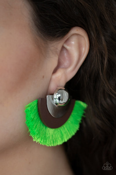Fan The FLAMBOYANE - Green Post Earrings