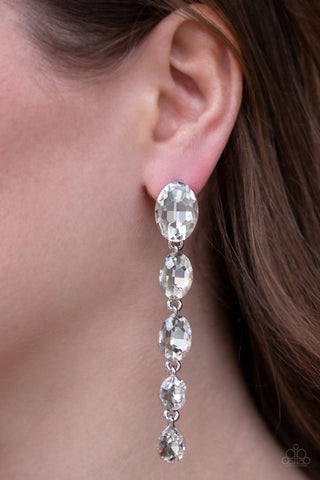 Red Carpet Radiance - White Post Earrings