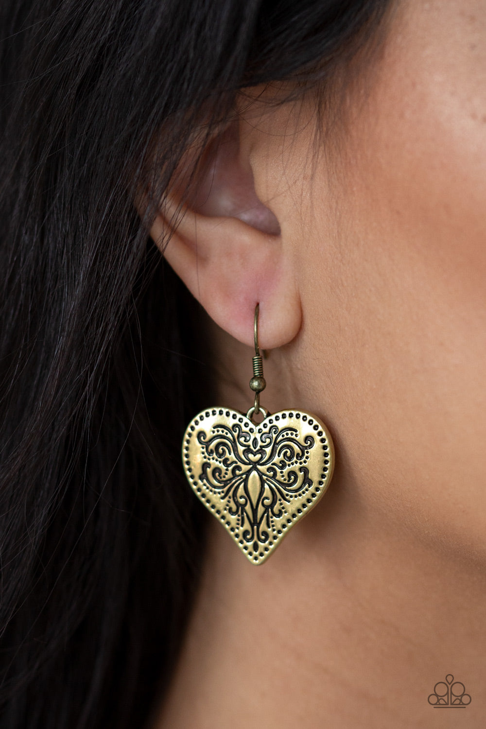 Western Heart - Brass Earrings