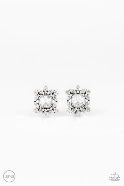 First-Rate Famous - White Clip-On Earrings