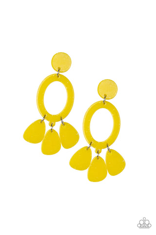 Sparkling Shores - Yellow Acrylic Earrings