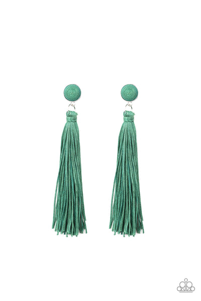 Tightrope Tassel - Green Earrings