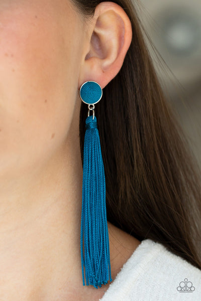 Tightrope Tassel - Blue Earrings