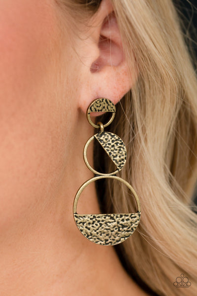 Triple Trifecta - Brass Earrings