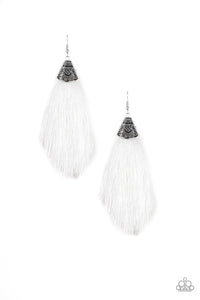 Tassel Temptress - White Earrings