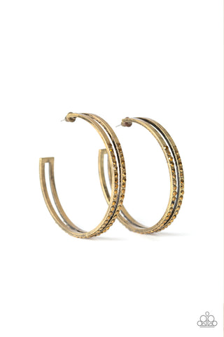 Double The Bling - Brass Earrings