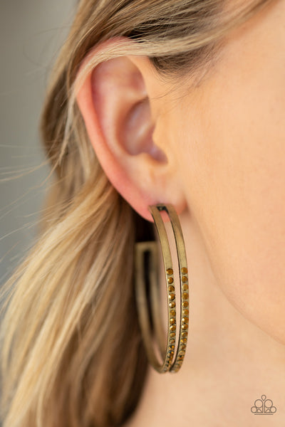 Double The Bling - Brass Earrings