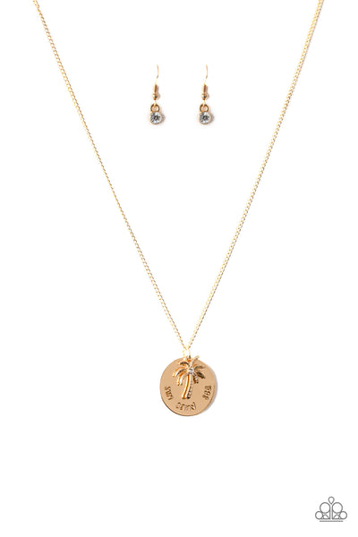 Breezy Palm Trees - Gold Necklace