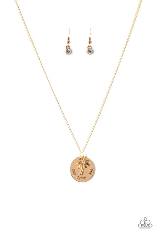 Breezy Palm Trees - Gold Necklace