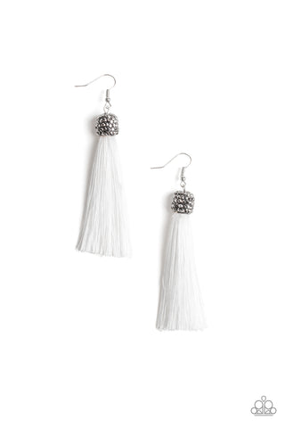 Make Room For Plume - White Earrings