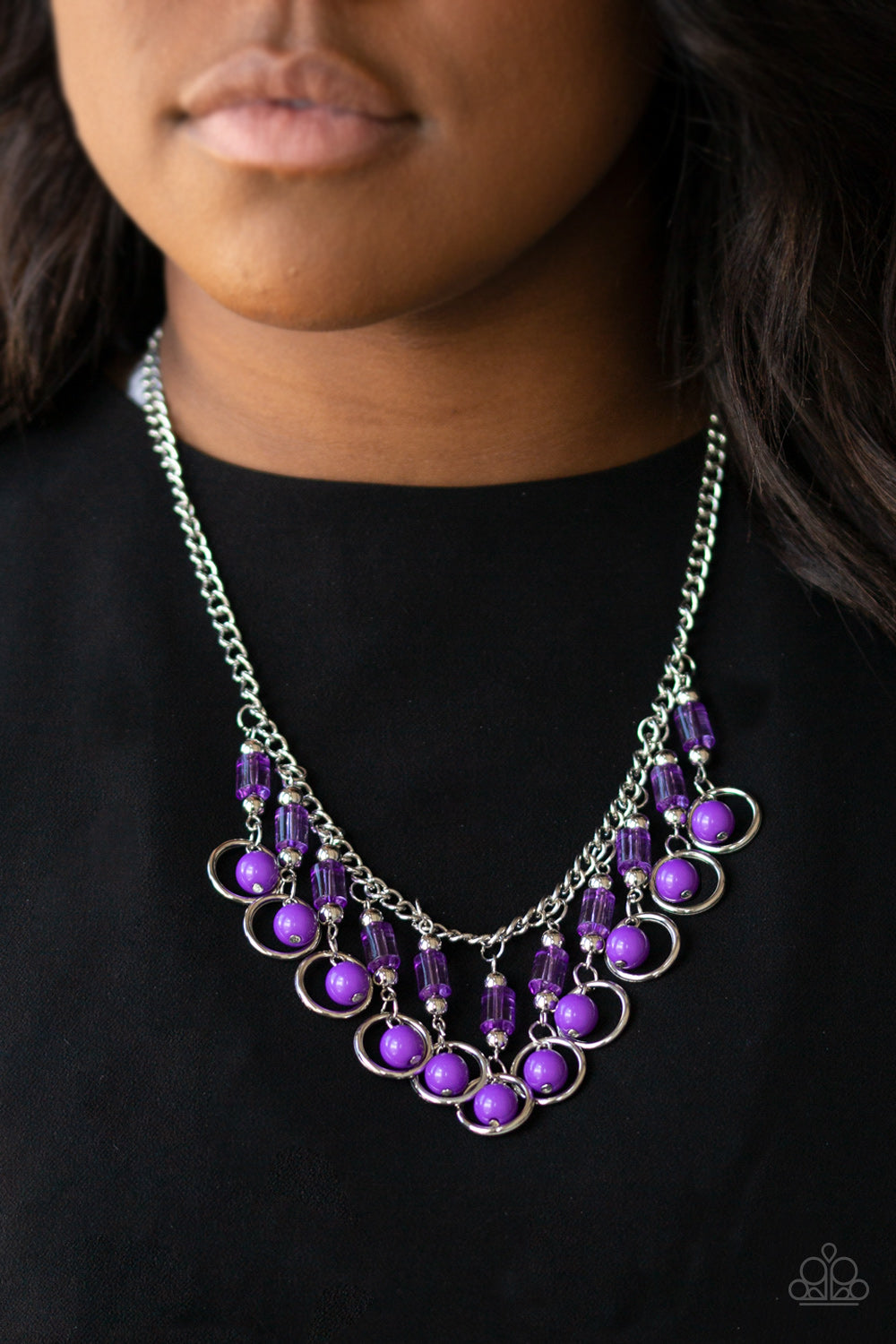 Cool Cascade - Purple Necklace