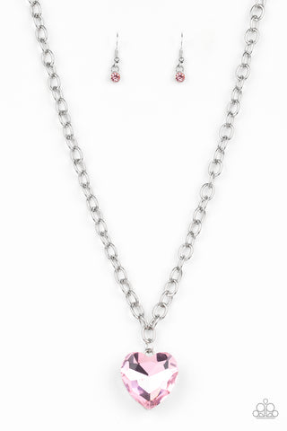 Flirtatiously Flashy - Pink Necklace