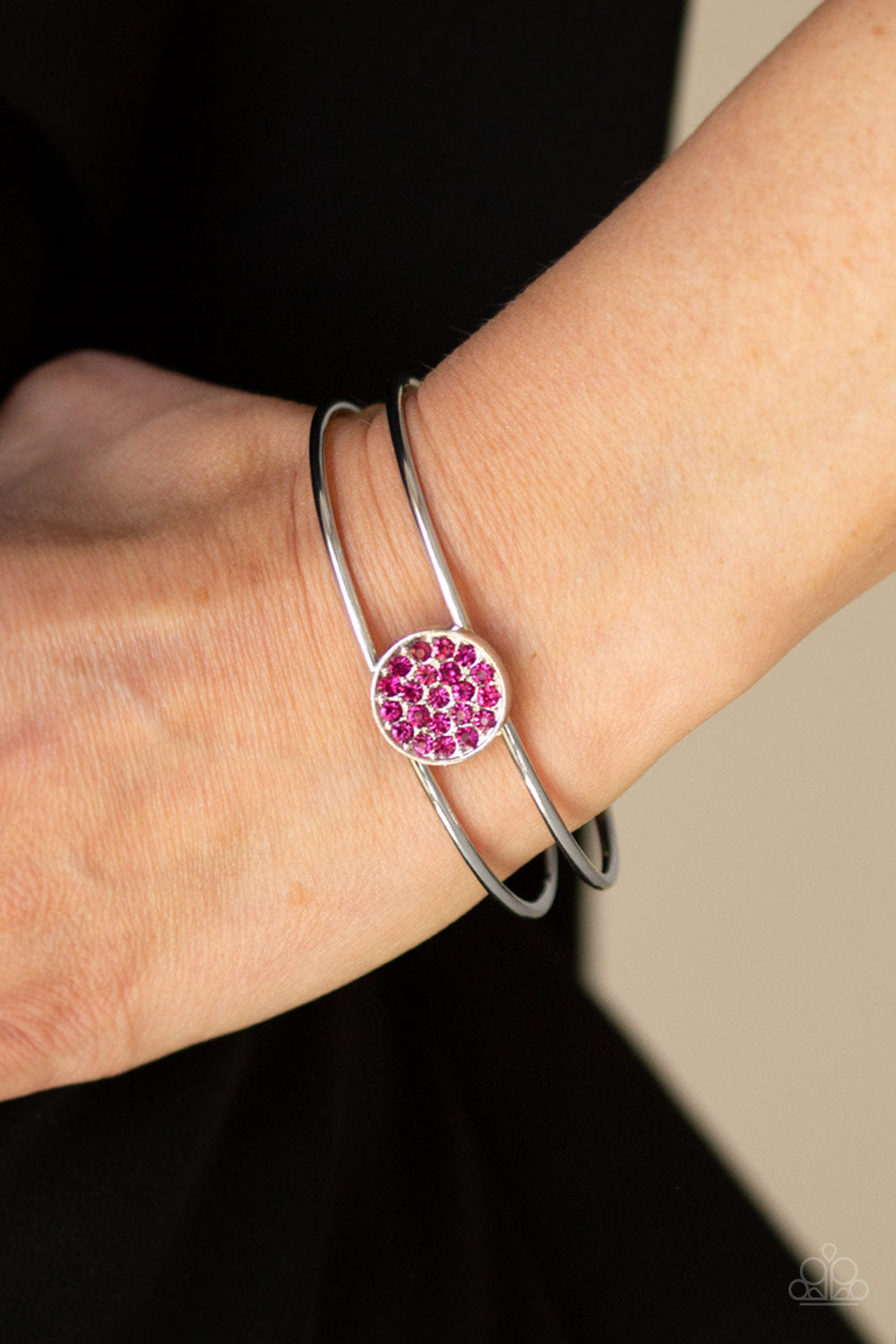 Dial Up The Dazzle - Pink Cuff Bracelet