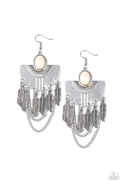 Sure Thing, Chief! - White Earrings
