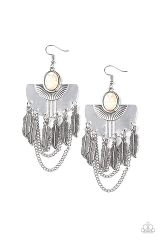 Sure Thing, Chief! - White Earrings