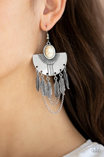 Sure Thing, Chief! - White Earrings