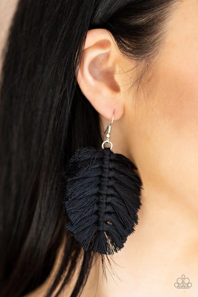 Knotted Native - Black Earrings