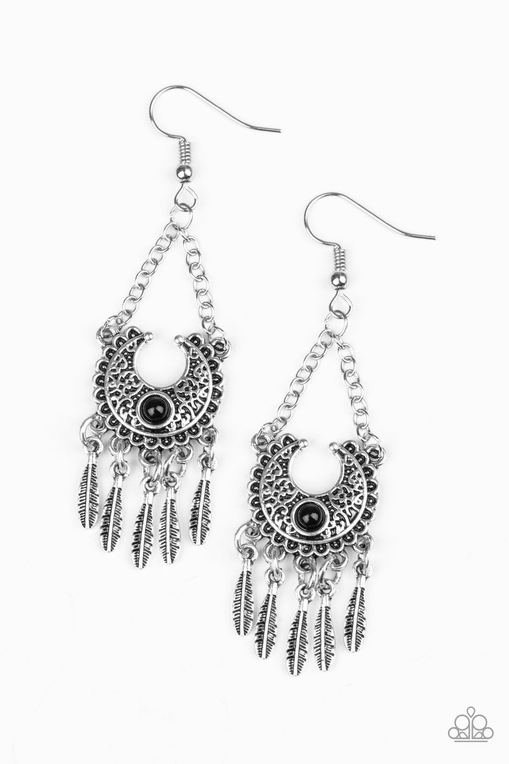 Fabulously Feathered - Black Earrings