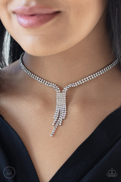 Double The Diva - White Choker Necklace