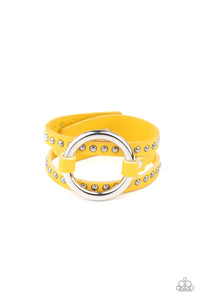 Studded Statement-Maker - Yellow Wrap Urban Bracelet