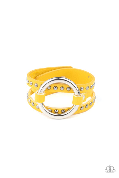 Studded Statement-Maker - Yellow Wrap Urban Bracelet