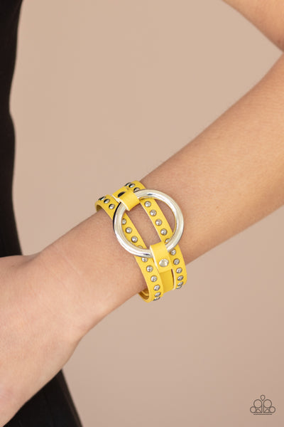Studded Statement-Maker - Yellow Wrap Urban Bracelet