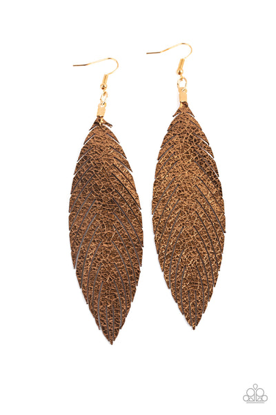 Feather Fantasy - Gold Earrings