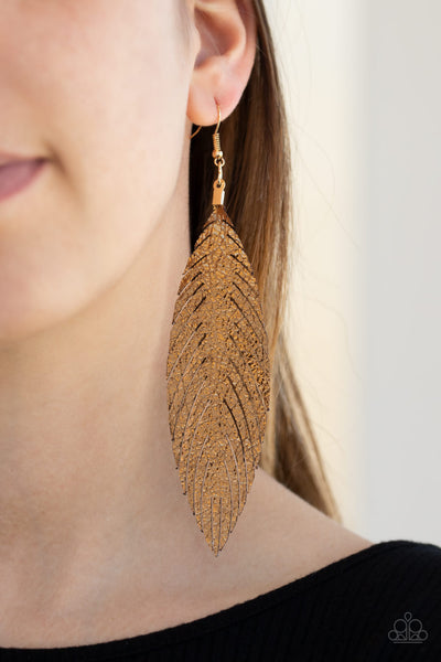 Feather Fantasy - Gold Earrings