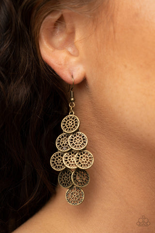 Blushing Blooms - Brass Earrings