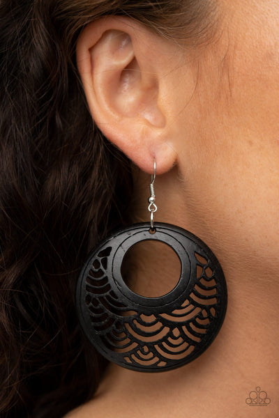 Tropical Canopy - Black Earrings