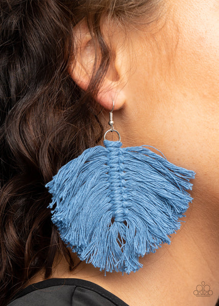 Macrame Mamba - Blue Earrings