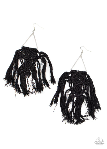 Modern Day Macrame - Black Earrings