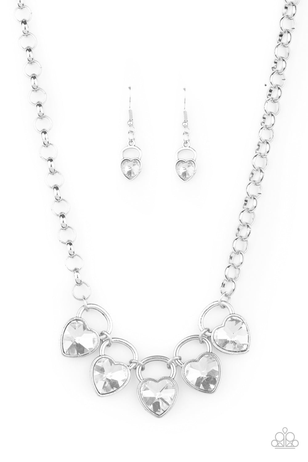 HEART On Your Heels - White Necklace - LOTP 01/21