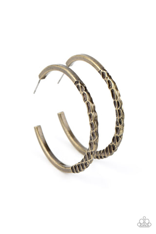 Imprinted Intensity - Brass Earrings