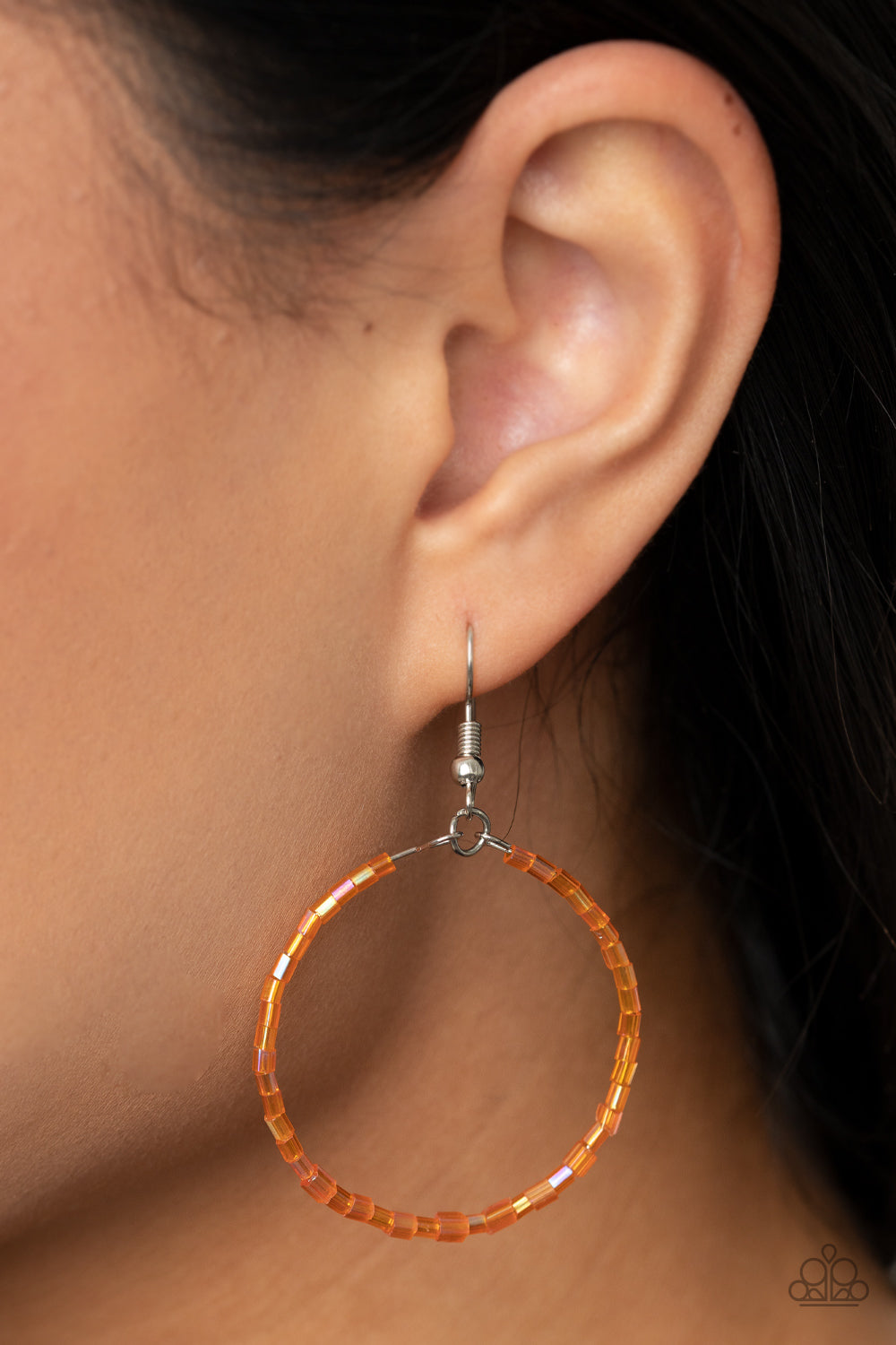 Colorfully Curvy - Orange Earrings