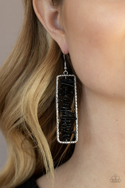 Don't QUARRY, Be Happy - Black Earrings