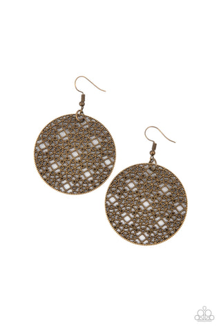 Metallic Mosaic - Brass Earrings